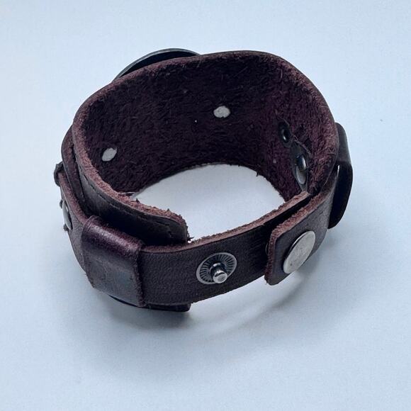 Molten Metal Leather INDIAN HEADDRESS Cuff Bracelet - Picture 3 of 5